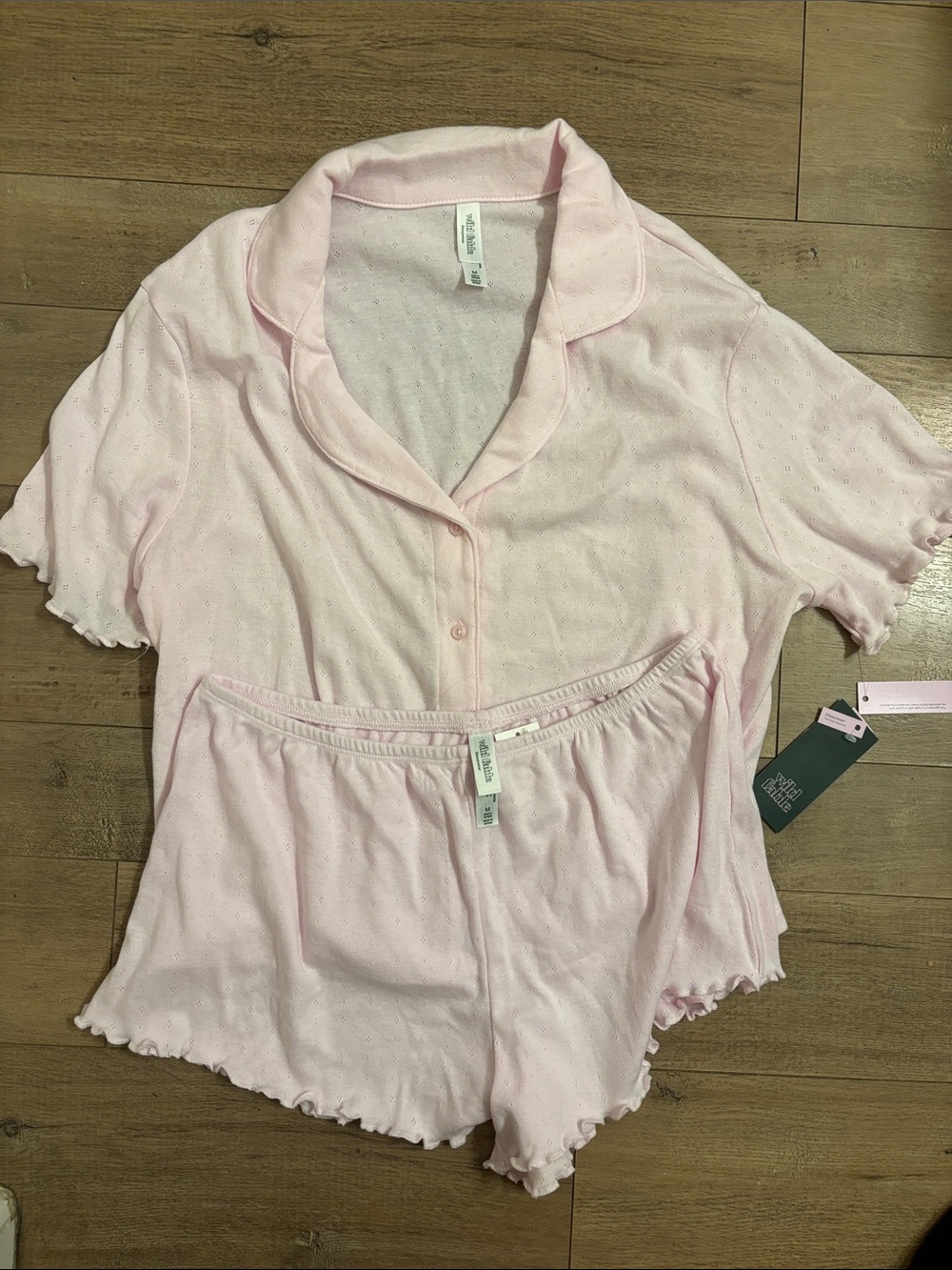 wild fable Pale Baby Pink Button-Front Short Pajama Set